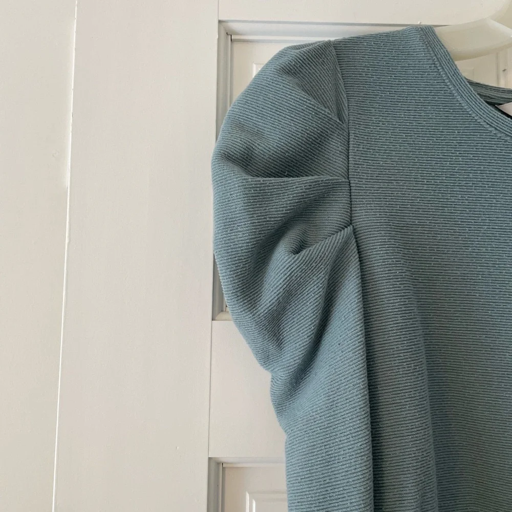 Nine West Puff Sleeve Blouse in Teal - Picture 2 of 3